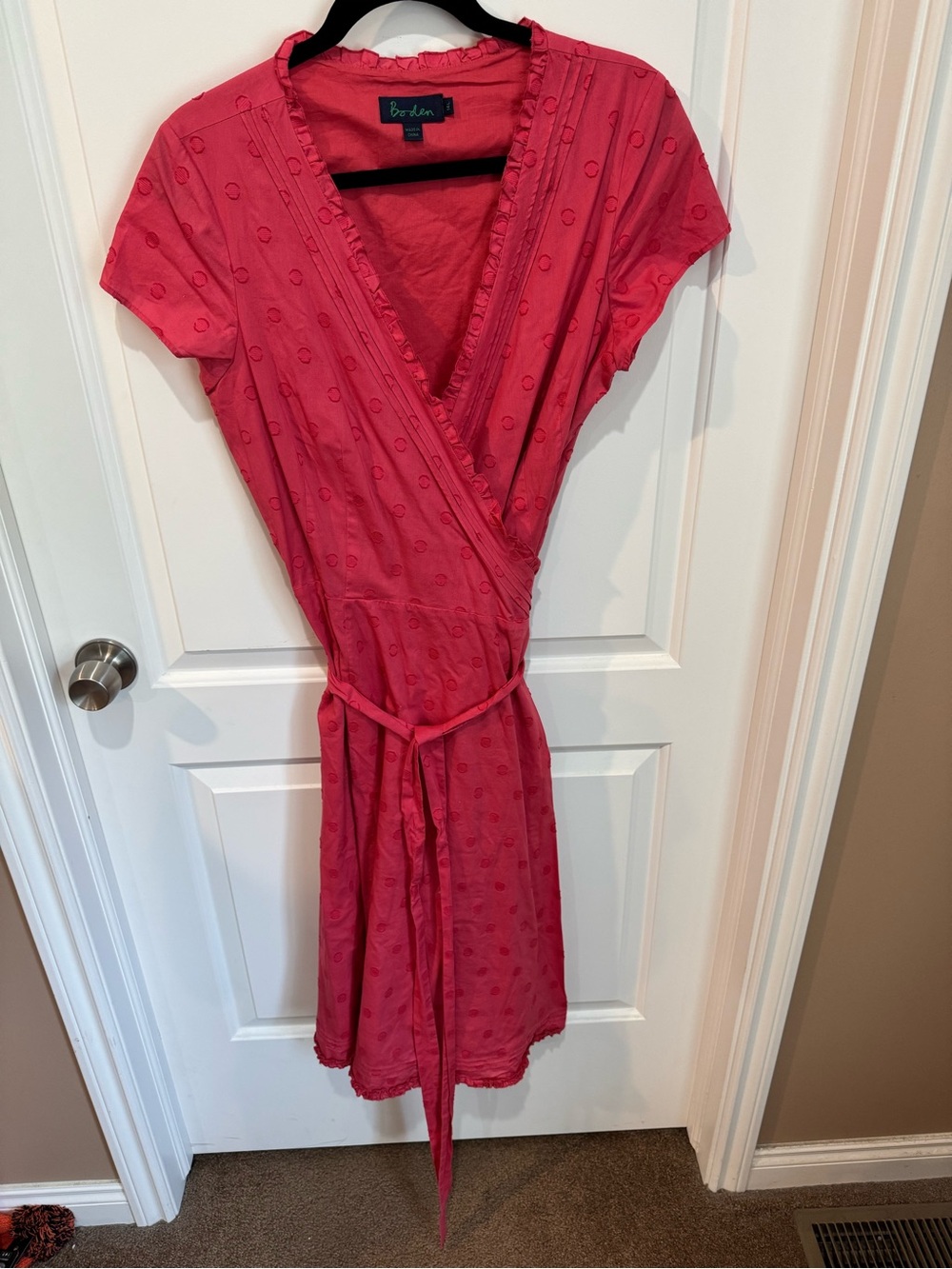 Boden Coral Wrap Midi Dress